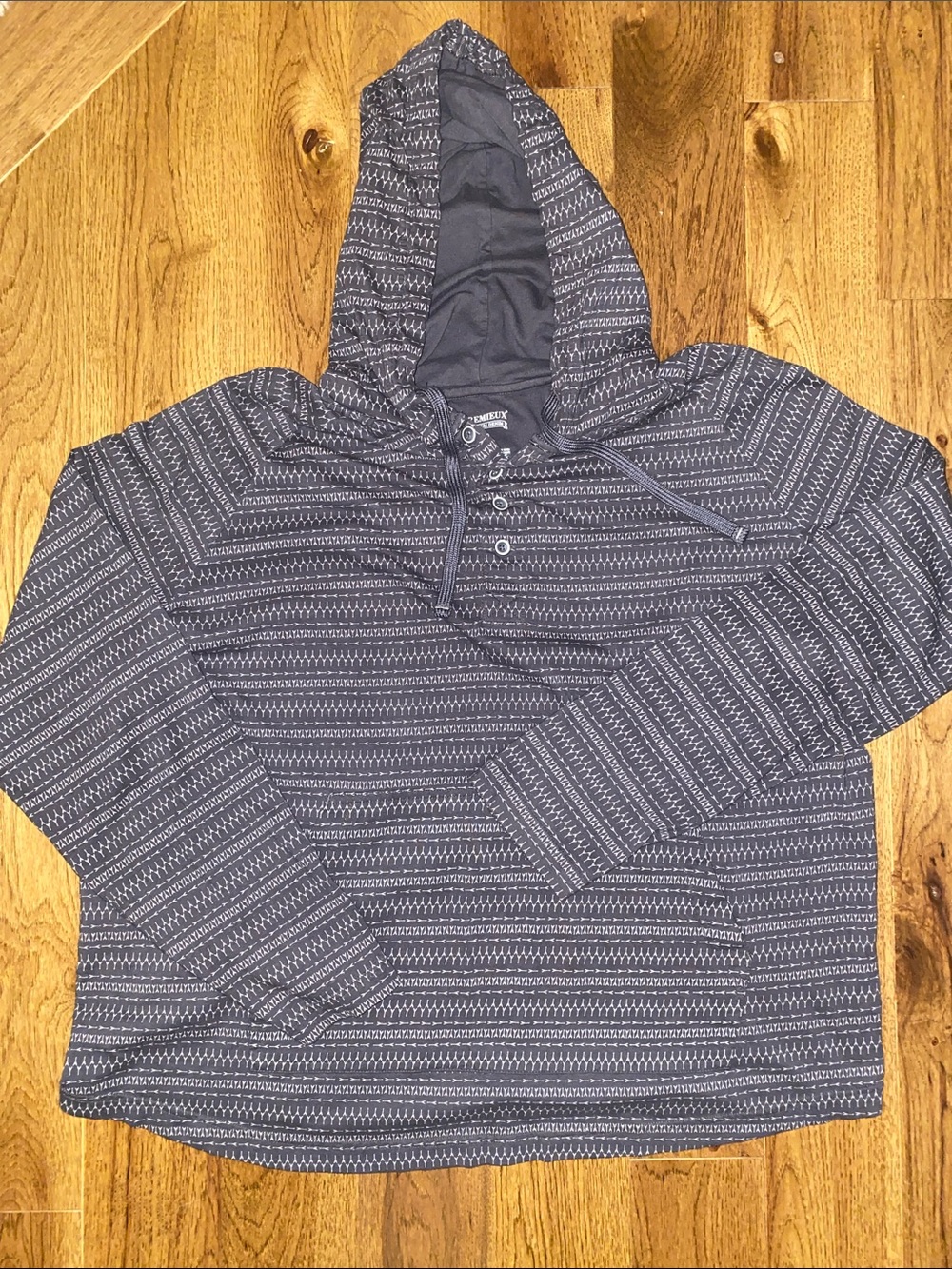 Daniel Cremieux Gray Patterned Hooded Henley Pullover XXL